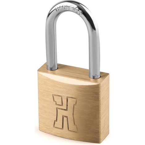 Lucchetto con maniglia in ottone ad arco lungo 30mm uguale