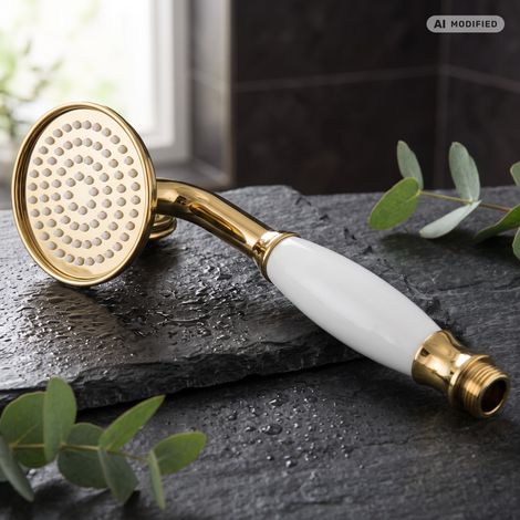 Douche à main rétro en or PaulGurkes avec tête en céramique (1/5)