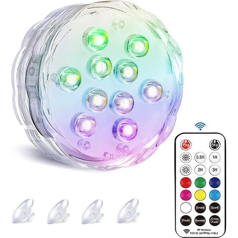 Green Mobility – Unterwasser-LED-Leuchte für Garten und Pool, IP68-zertifiziert, magnetische Unterwasserlampe, RGBW-Farbwechsel per Fernbedienung steuerbar, für Aquarium, Vasenfuß, Teich, Poolboden (1 (1/5)