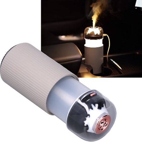 Kleiner Luftbefeuchter mit integriertem Nachtlicht, 300 ml, 2-in-1 tragbarer Nebelventilator, Mini-USB-Luftbefeuchter für Auto und Büro, 5 V, grau. (1/5)