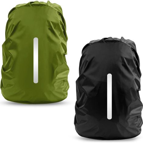 Lot de 2 housses de pluie imperméables pour sacs à dos, réfléchissantes, anti-poussière et antivol, idéales pour le vélo, la randonnée, le camping, les voyages et les activités de plein air (vert, tai (1/4)