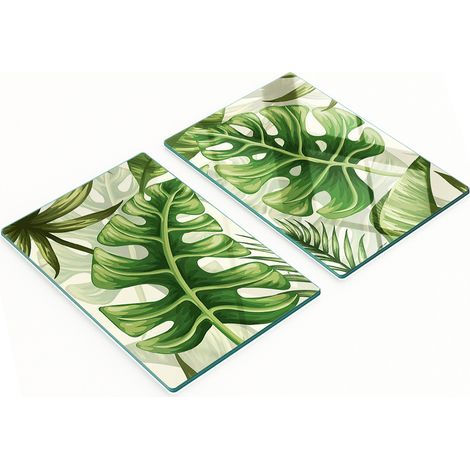 Tableaux en verre résistants et élégants à motif de feuilles tropicales 2x40x52 cm (1/5)