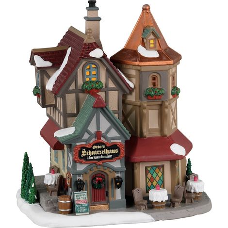 Decorazione "Schnitzelhaus di Otto" per Villaggio di Natale e presepe, in Porcellana da h 14 cm (1/4)