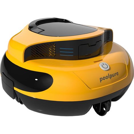 2026 Pool Robot - 100 Minute Cleaning Time - Dual Motor - LED Automatic Pool Cleaner for Flat Pools up to 90 m², Dual Hall Sensors, 5000 mAh, IPX8, Yellow (1/5)