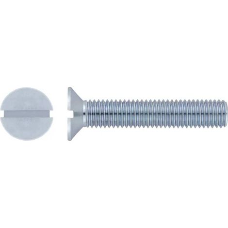 200 Vis Métaux Tête Fraisée Fendue 5 x 90 mm - DIN 963 - Zingué blanc - D-Work