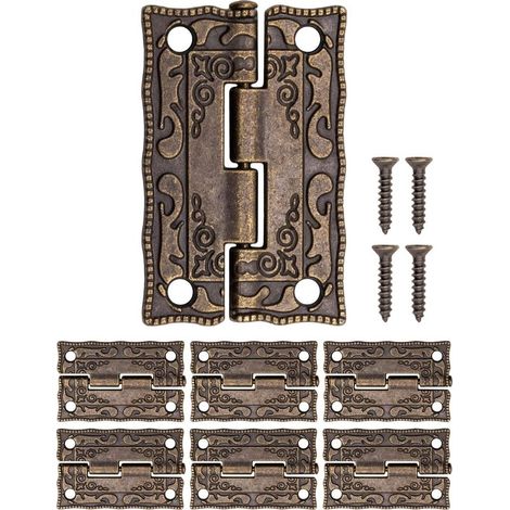 Juego de 6 mini bisagras metálicas de estilo vintage, 36 x 23 mm (1/5)