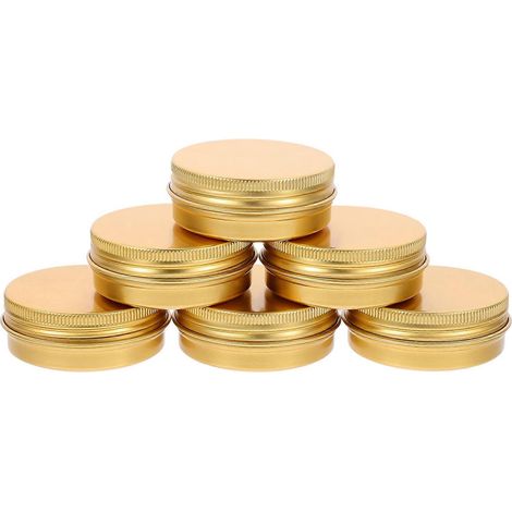 Lot de 6 boîtes rondes en aluminium pour crème de lait, échantillons de cosmétiques, pots en aluminium pour cosmétiques, boîte en métal d'aluminium-5.2X5.2X2CM-Golden (1/3)