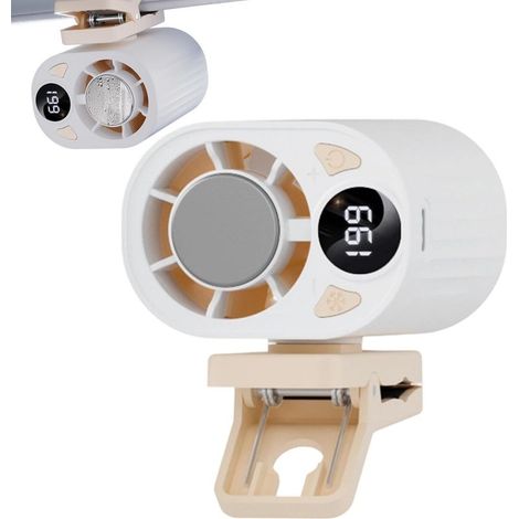 Blanc,Ventilateur de taille portable, 199 niveaux 18000 tr/min, appareil puissant rechargeable, gadget de refroidissement mains libres, accessoire d'été en plein air pour voyage, camping, plage, festi (1/5)