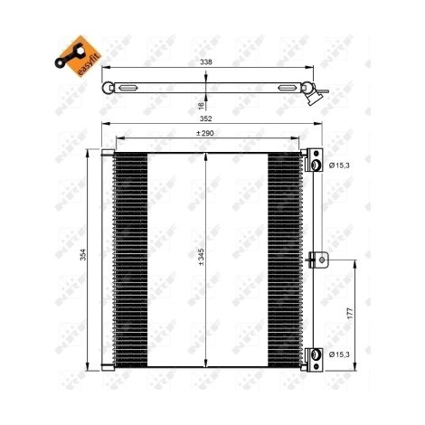 Condenseur, climatisation NRF 350203 PORSCHE 99157311102 99157311106