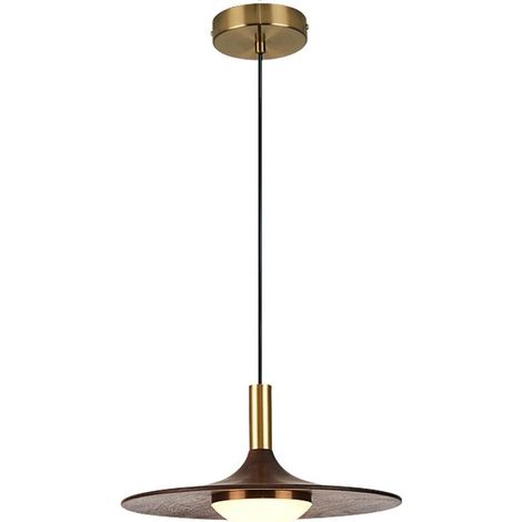 Créativité Brass Suspension Éclairage pour Îlot de Cuisine avec Abat-Jour Acrylique Vintage Bois Suspendu Luminaire Réglable Lustre Éclairage en laiton brossé Finition, 25cm (1/5)