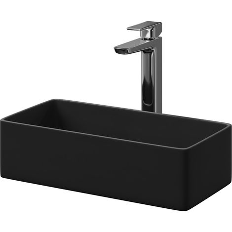 Amadora Matt Black 460mm x 230mm Rectangular Countertop Basin (1/5)