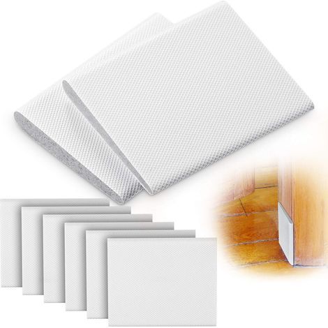 Set di 6 guarnizioni angolari autoadesive per porte, schiuma sigillante per angoli del telaio della porta, impermeabilizzanti, insonorizzanti, bianche (1/5)