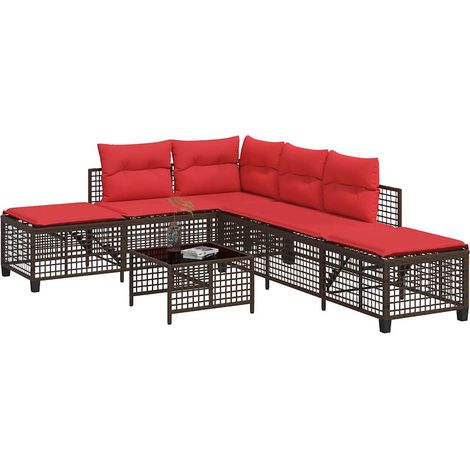 3-teiliges Ecksofa-Set für den Garten mit Kissen, braun, Polyrattan