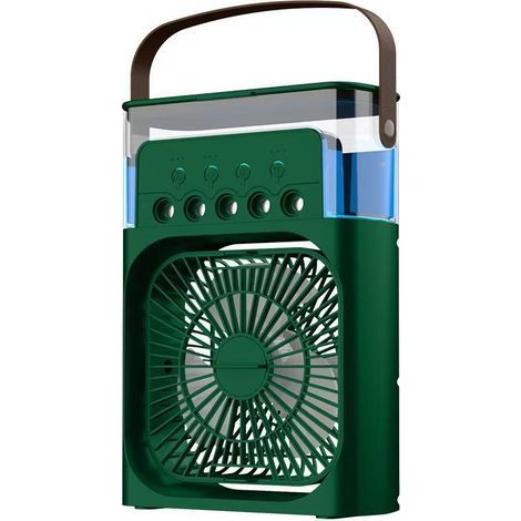 Climatiseur Mobile Portable, Refroidisseur d'air 4 en 1, Mini Climatiseur Portable 600ML, Mini Air Climatiseur Ventilateur 3 Vitesses, 3 Modes de Brume, 7 Veilleuse, 2-8H Timer, pour Bureau