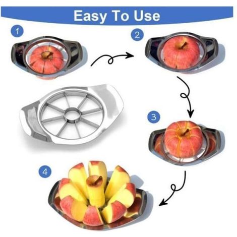 Coupe-Pommes - Acier Inoxydable - 8 Lames - Compatible Lave-Vaisselle - 15 x 11 cm (1/4)