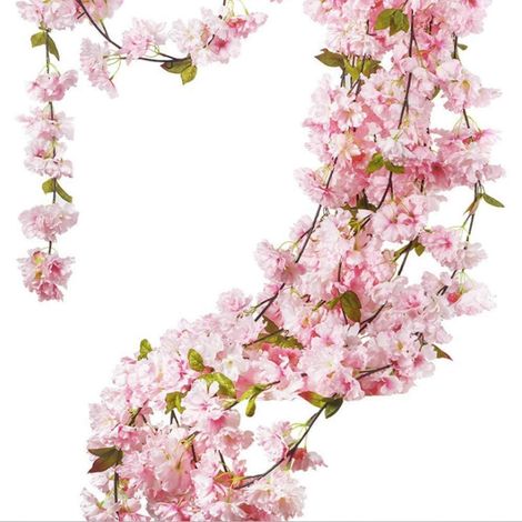 Künstliche Kirschblütengirlande 2 Stücke Seidengirlande 180 cm Fake Blumen (1/5)