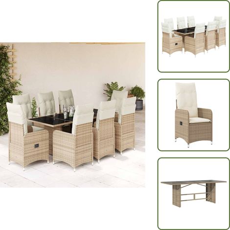 Mesa de jardín - vidaXL Set de mesa y sillas de jardín 5 pzas y cojines ratán PE beige - Ratán sintético
