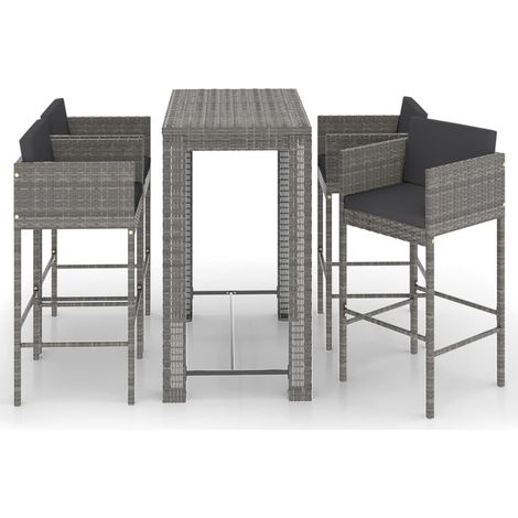 Maison Exclusive - 5-tlg. Gartenbar-Set mit Kissen Poly Rattan Gr