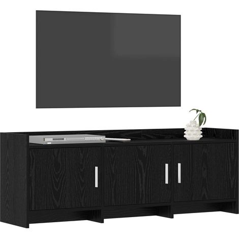 Mobile TV Armadietto TV Mobile Porta TV 130 x 33 x 47 cm Rovere Nero Legno ingegnerizzato (1/5)