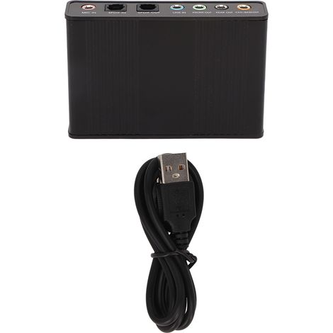 Carte son USB 6 canaux 48kHz échantillonnage analogique enregistrement lecture externe pour PC ordinateur portable noir (1/5)