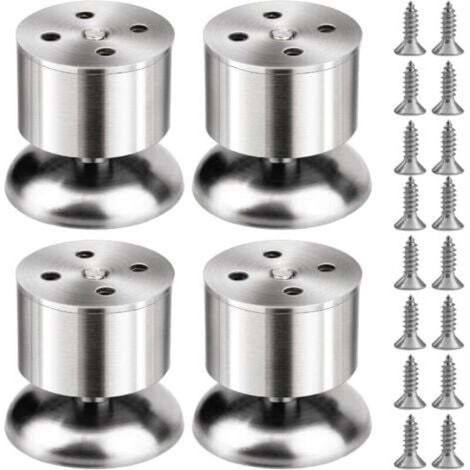4-teiliges Edelstahl-Schrankbein, verstellbare Küchenmöbelbeine mit Schrauben (Höhenverstellung von 0 bis 10 mm), geeignet für Tischbeine, Zuhause, Büro, Küche, Sofa, Nachttisch