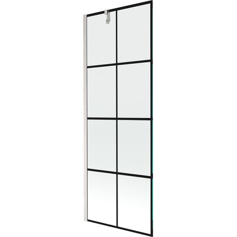Mexen Next mampara de baño 1 hoja 70 x 150 cm, cuadrícula negra, níquel cepillado - 895-070-000-00-77-97 (1/5)