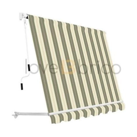 Tienda de sol bioclimática 300x250 cm beige rayada con bracitos regulables