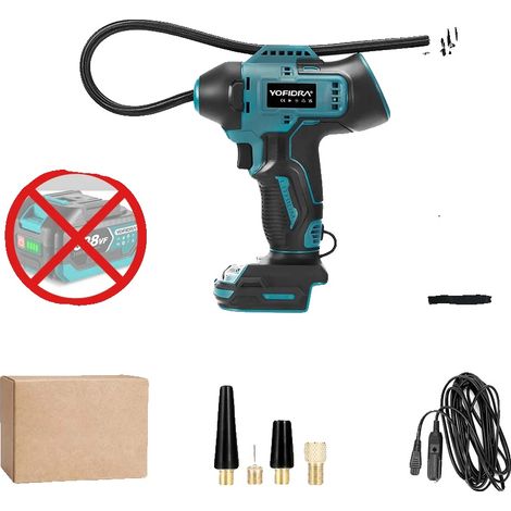 Compressore d'aria elettrico per pneumatici 388VF, alta pressione 160 PSI, compressore d'aria portatile per auto con display digitale, doppia alimentazione, 2 batterie, senza batterie (1/2)