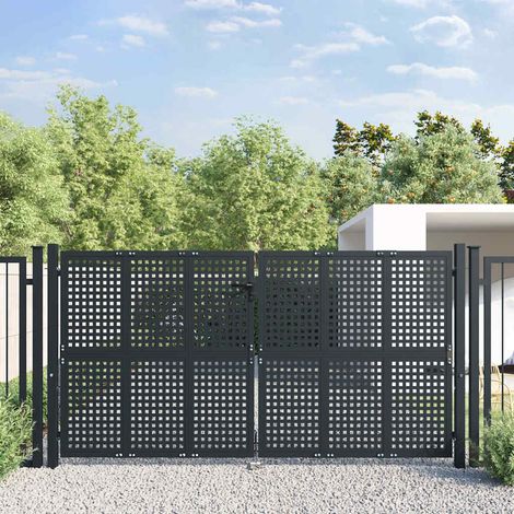 Portail de jardin anthracite 300 x 150 cm en acier