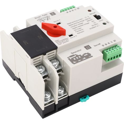 Commutateur de Transfert Automatique Bipolaire 2P, Inverseur de Source Double Puissance 63A, Anti-Feu AC220V, pour Groupe Électrogène (1/5)