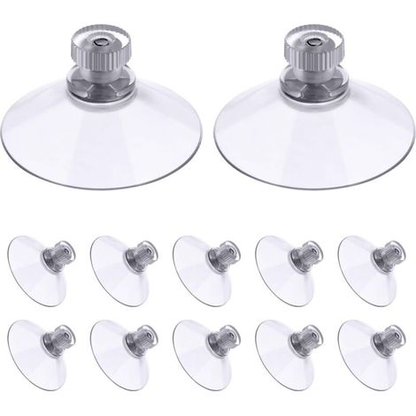 Screw Suction Cups, 12pcs 50mm Clear Suction Cups with Thread, Extra Strong Insulated PVC Plastic Suction Cups for Hanging Curtains, RV, Windows, Bathroom, Van