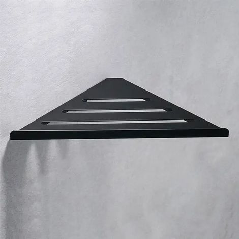 Étagère d'angle de douche de salle de bain, étagères de rangement robustes, paniers triangulaires, noir/brossé A-noir