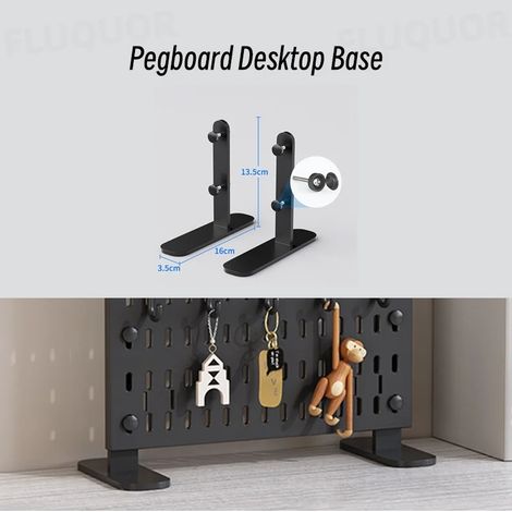 (Base de bureau B) Organisateur mural sans perçage pour panneau perforé, étagères de rangement modulaires avec crochets et accessoires, pour salle de jeux, cuisine ou bureau (1/5)