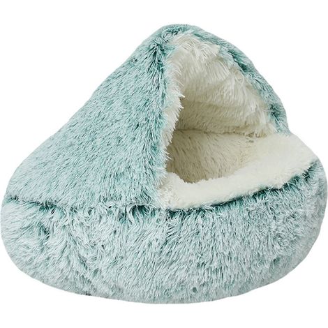 Lit apaisant pour chien et lit-niche pour chat avec housse à capuche, pour petits animaux, lit moelleux en fausse fourrure antidérapante, diamètre extérieur 40 cm (1/5)