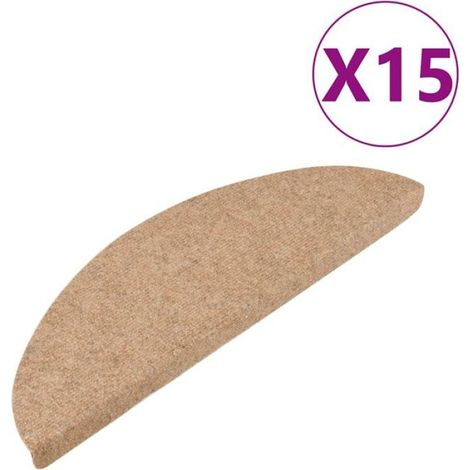 Tapis D'Escalier - Auto-Adhésif - 56 x 17 x 3 cm - Beige - Lot De 15 (1/2)