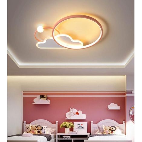 Creative 3D Cloud LED Ceiling Light, Cartoon Design, 38W, Continuously Dimmable with Remote Control, for Children's Bedroom or Living Room, Pink (1/5)
