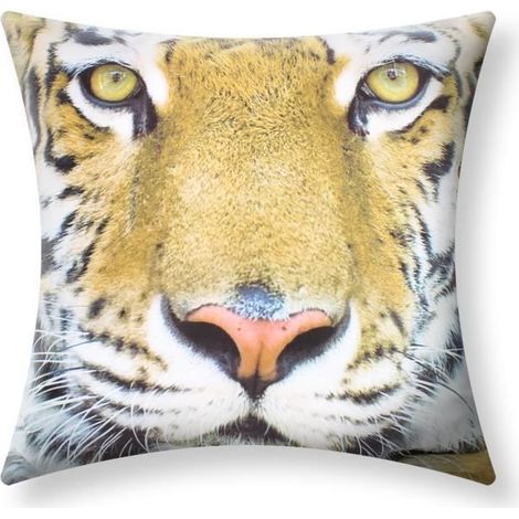 Housses de Coussin - AVIZAR - Lot de 2 - 40x40 cm - Motif Tigre - Multicolore (1/5)