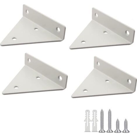 Lot de 4 supports d'étagère triangulaires, support mural pour jardin, cuisine, salon, charge 20kg avec vis, blanc-Étagère murale (1/5)