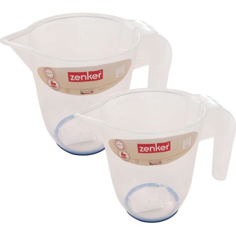 Zenker Set di 2 Caraffe da cucina graduate, ideali per fruste elettriche e sbattitori, materiale plastica PP, lavabili in lavastoviglie, capacità 0,5 l e 1 l (1/5)