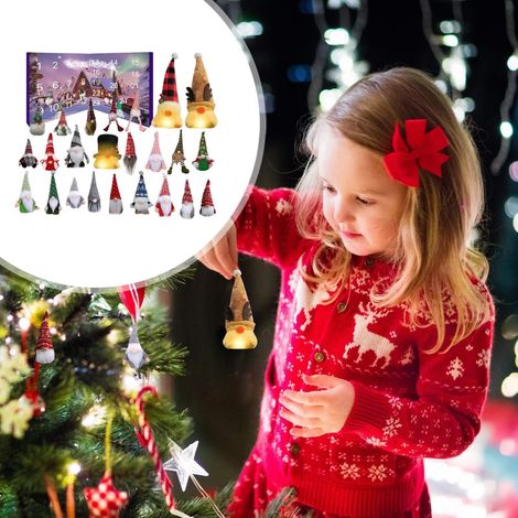 Calendari dell'Avvento di Natale, confezione da 24, calendari elfi luminosi con conto alla rovescia Decorazione festiva per riunioni e feste in casa, decorazioni da parete per la casa (1/4)