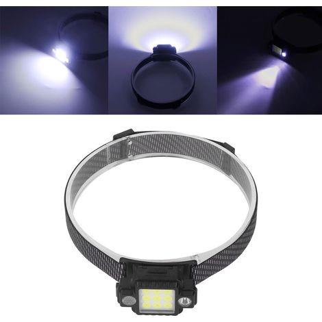 Lampe frontale fonctionnelle avec batterie 2400 mAh, rechargeable par USB, LED COB, étanche à vie (1/5)