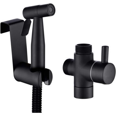 Kit Douchette WC Acier Inoxydable Noir Robinet pour l'hygiène personnelle quotidienne (1/5)