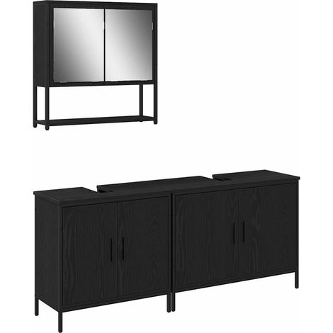 Ensemble de mobilier de salle de bain avec stockage 3 pcs，Ensemble de meubles de salle de bain Noir CFW75492 (1/5)