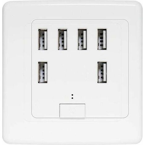 Presa a muro USB universale, 6 porte integrate, pannello di ricarica 220V 4A, ricarica rapida (1/5)