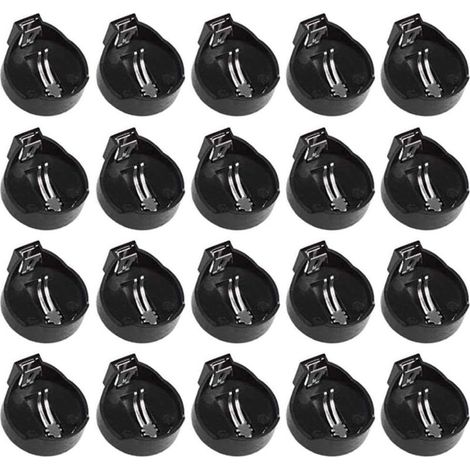 Lot de 20 Support de Pile Bouton, Adaptateurs de Batterie Portables 3V CR2032 CR2025 Noir (1/5)