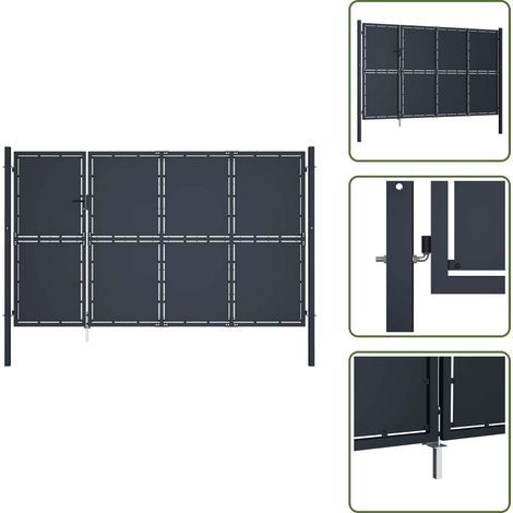 Gartentor Stahl 350 x 175 cm Anthrazit - Gartentor - Stahltür - Zaunportal - Einfahrtstor - Sicherheitszaun (1/5)
