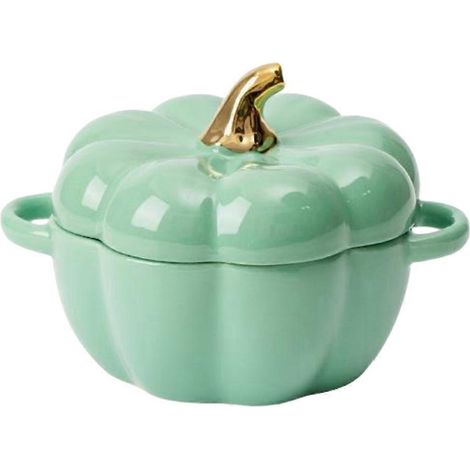 Bols à soupe citrouille de 44 cl allant au four, ramequins citrouille avec couvercles, bols à soupe citrouille - Couleur : vert (1/4)