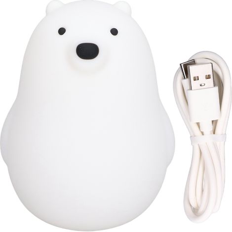 Baby-Nachtlicht, weißer Bär, sanftes Licht, USB-Timer, Nachttischlampe fürs Kinderzimmer (1/5)