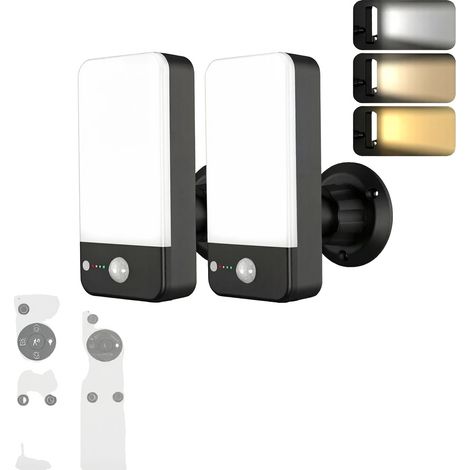 Aplique de pared exterior con sensor de movimiento, resistente al agua, 2 unidades. (1/2)