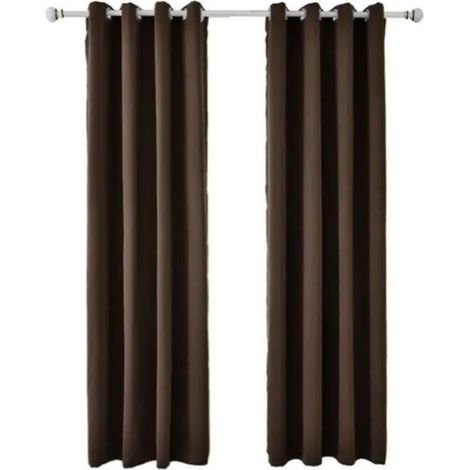 2 Pièces Rideaux Occultants Thermiques Rideaux de Salon - 140 x 244(Marron foncé) marron foncé marron foncé (1/5)